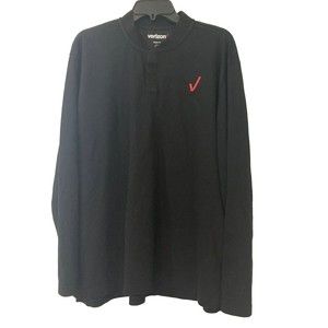 Verizon Employee Black Long Sleeve Henley Button Shirt XL
